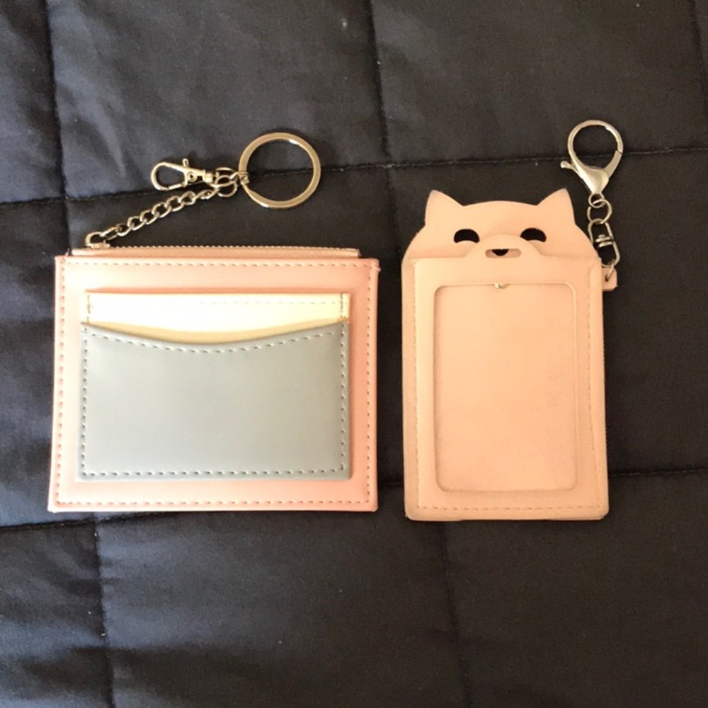 Card case ID holder with keychain x2